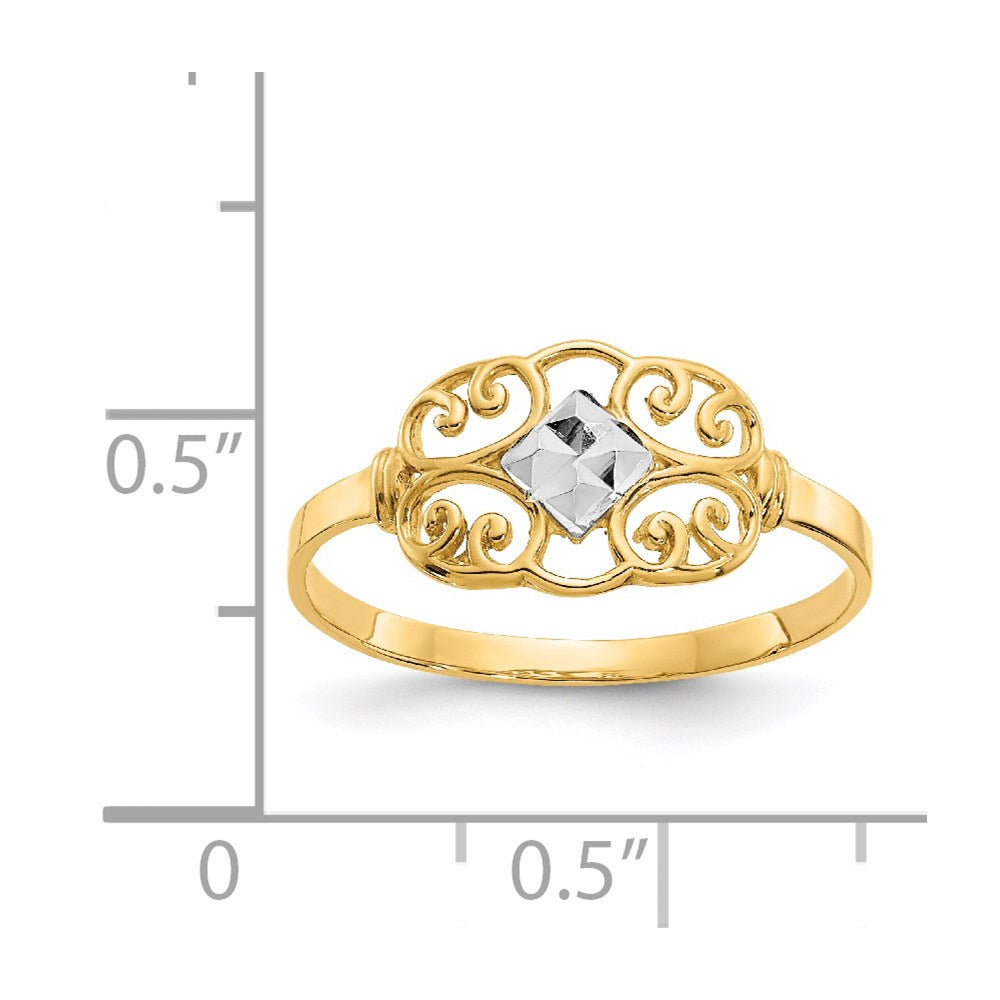 14K and White Rhodium Filigree Ring