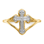 14k and White Rhodium Cross Ring