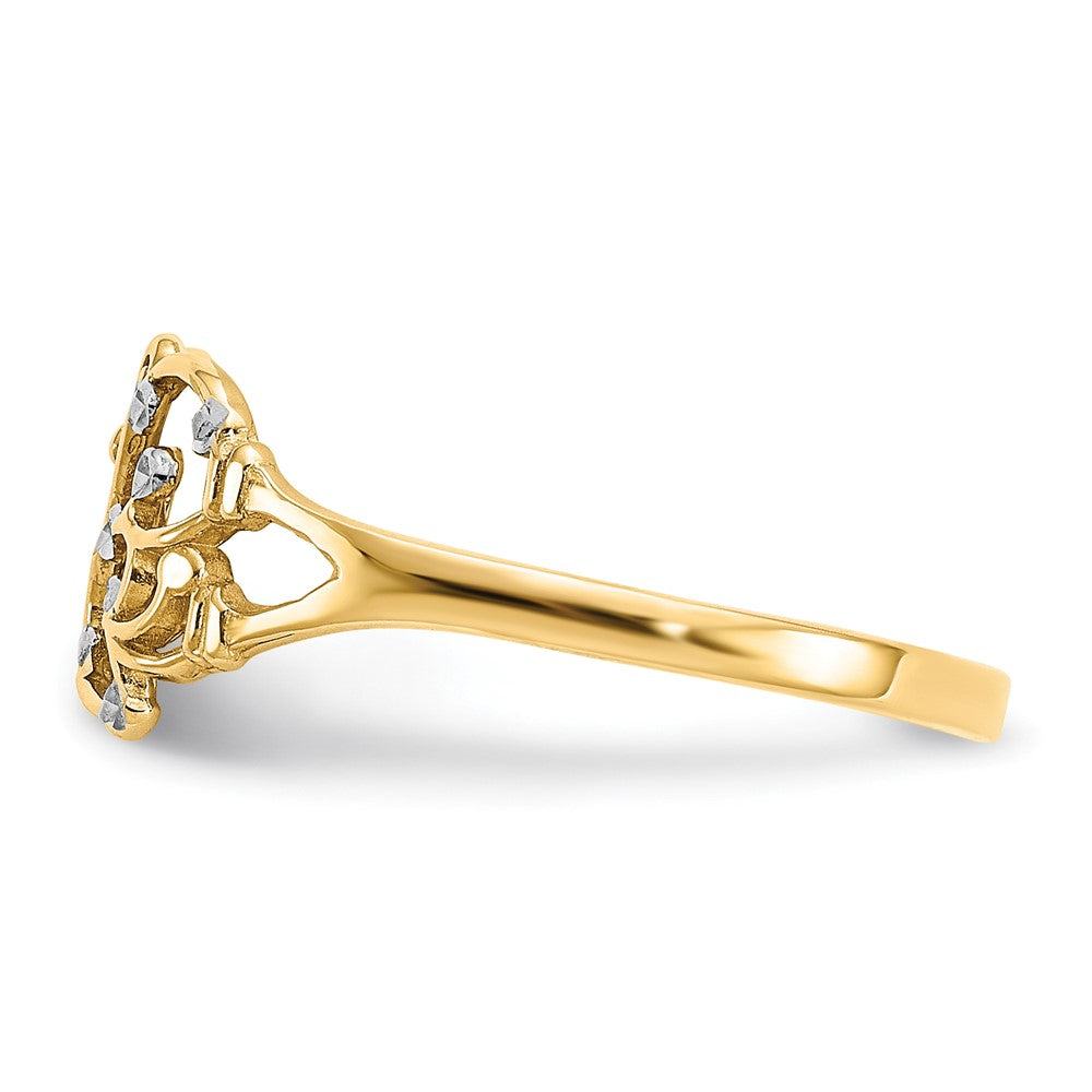 14k and White Rhodium Diamond-cut Butterfly Ring