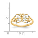 14k and White Rhodium Diamond-cut Butterfly Ring