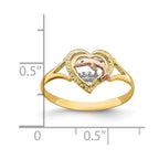 14K Yellow and Rose Gold with White Rhodium Dolphin In Heart Ring