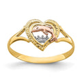 14K Yellow and Rose Gold with White Rhodium Dolphin In Heart Ring