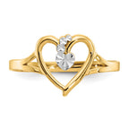 14K and White Rhodium Polished Heart Ring