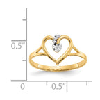 14K and White Rhodium Polished Heart Ring