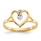 14K and White Rhodium Polished Heart Ring