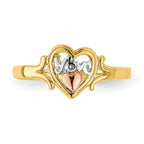 14k Yellow and Rose Gold with White Rhodium LOVE Heart Ring