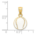 14k White Enameled Baseball Pendant