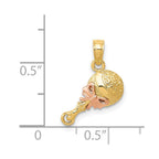 14k Two-tone Baby Rattle Pendant