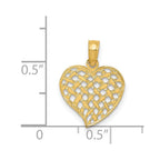 14K Polished Basket Weave Pattern Heart Pendant