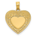 14K Polished Swirled Border Engravable Heart Pendant