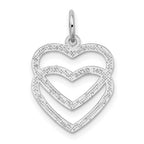 14k White Gold Double Heart Charm