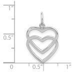 14k White Gold Double Heart Charm