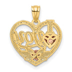 14k Two-tone with White Rhodium I LOVE YOU Heart Pendant