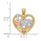 14k Two-tone with White Rhodium I LOVE YOU Heart Pendant