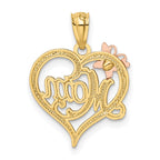 14k Two-tone with White Rhodium MOM with Butterfly Heart Pendant