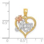 14k Two-tone with White Rhodium MOM with Butterfly Heart Pendant