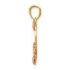 14k Two-tone with White Rhodium GRANDMA Heart with Flowers Pendant