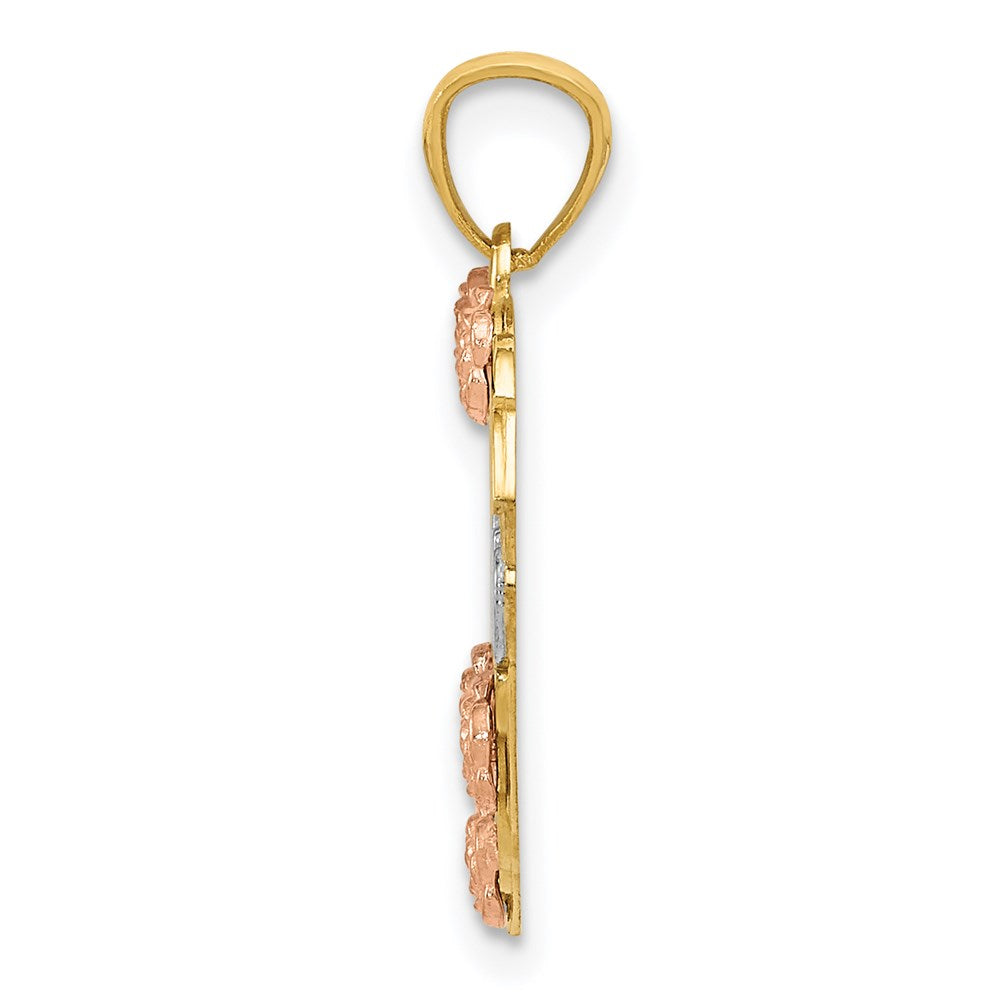 14k Two-tone with White Rhodium SISTER Heart Pendant