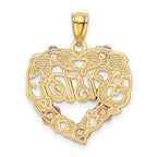 14k Two-tone with White Rhodium SISTER Heart Pendant