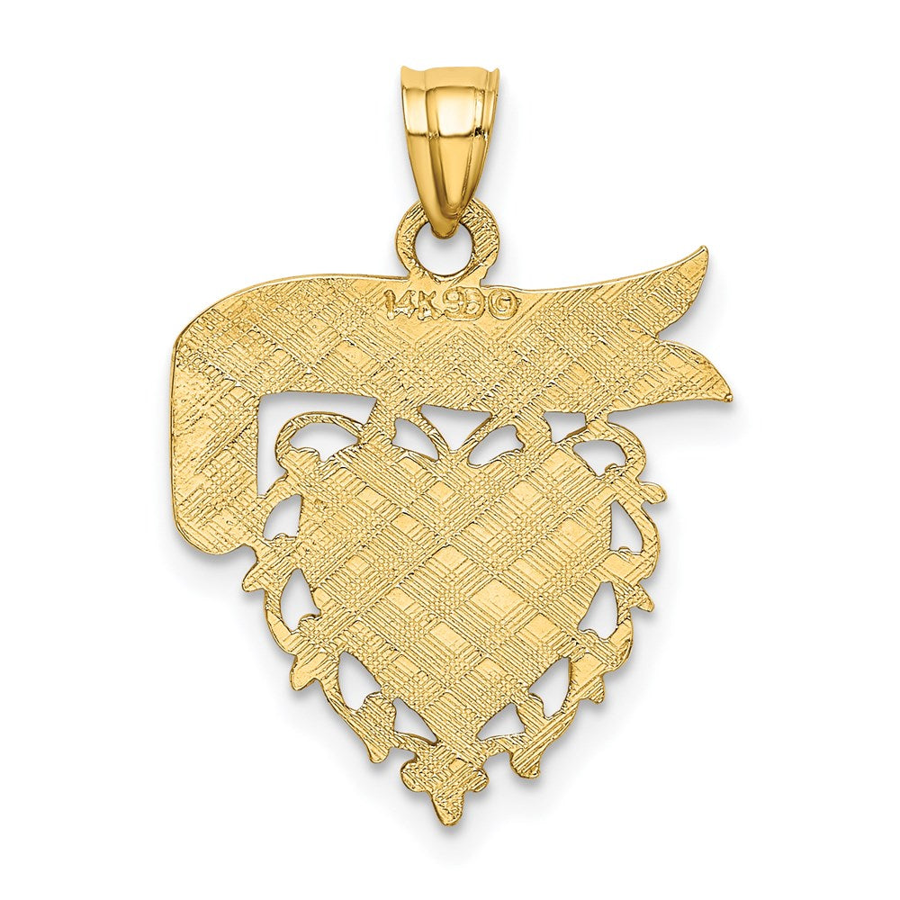 14k DADDYS GIRL Heart with Banner Pendant