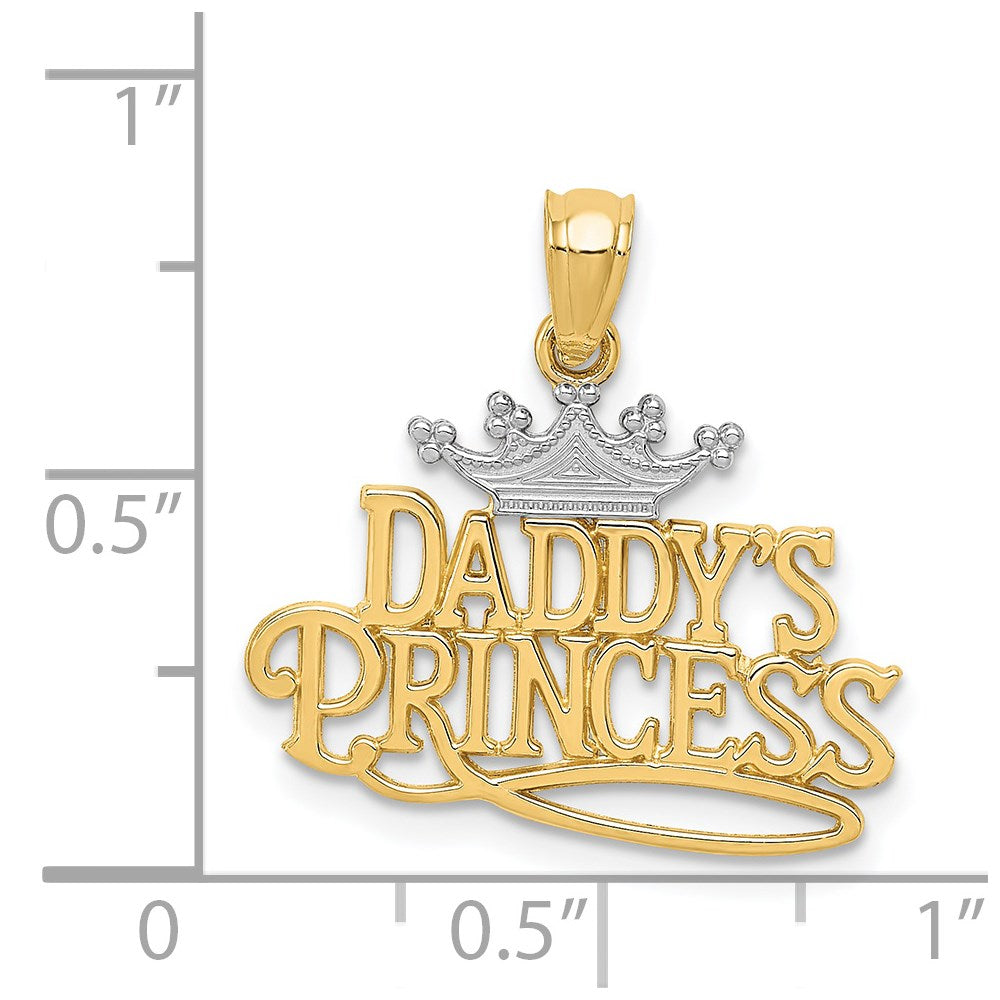 14k and White Rhodium DADDYS PRINCESS with Crown Pendant