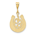 14k Clover in Horseshoe Pendant