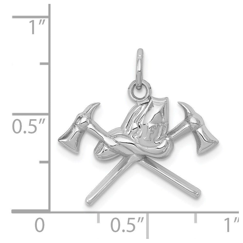 14k White Gold Fire Department Insignia Charm