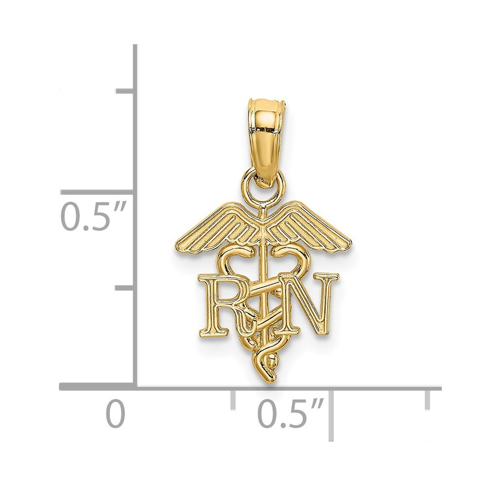 14K RN Registered Nurse Caduceus Charm