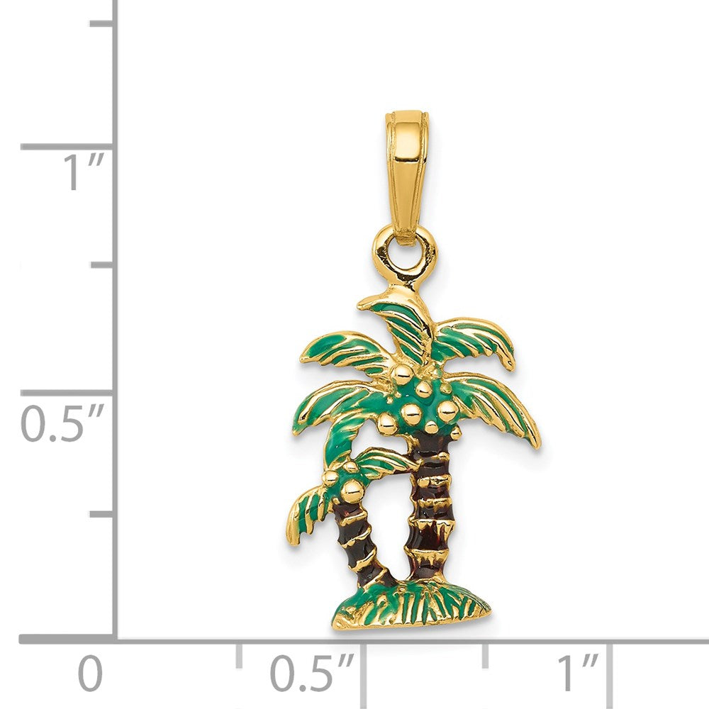 14k 3-D Enameled Palm Trees Pendant