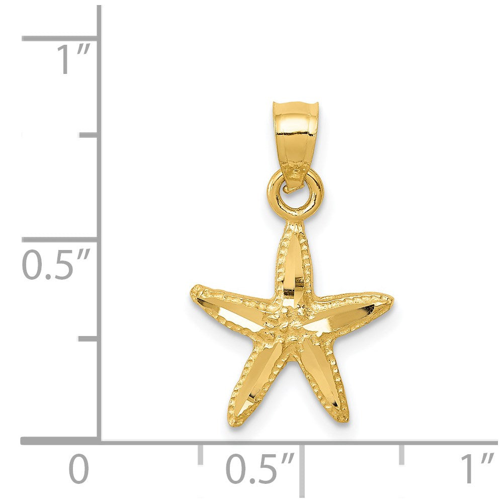 14K Diamond-cut Starfish Pendant
