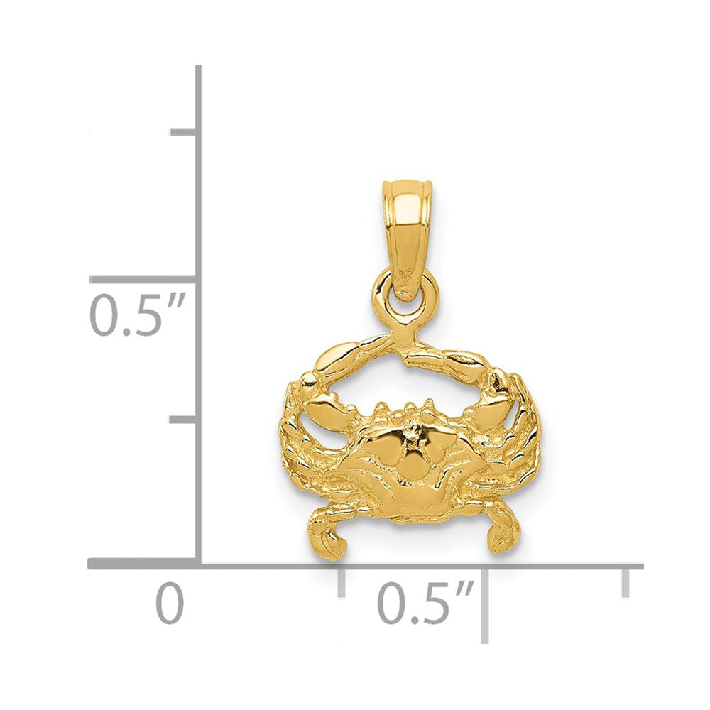 14k Small Crab Pendant