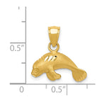 14K Satin Diamond-cut Manatee Pendant