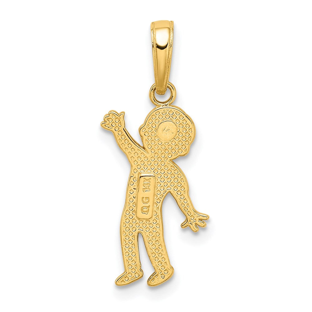 14K Boy Waving Pendant