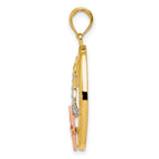 14k Two-tone with White Rhodium Sun/Moon/Star Oval Pendant