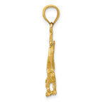 14K Satin Diamond-cut Eagle Pendant