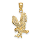 14K Satin Diamond-cut Eagle Pendant