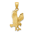 14K Satin Diamond-cut Eagle Pendant