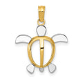 14K and White Rhodium Sea Turtle Pendant