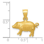 14K Satin Diamond-cut Pig Pendant