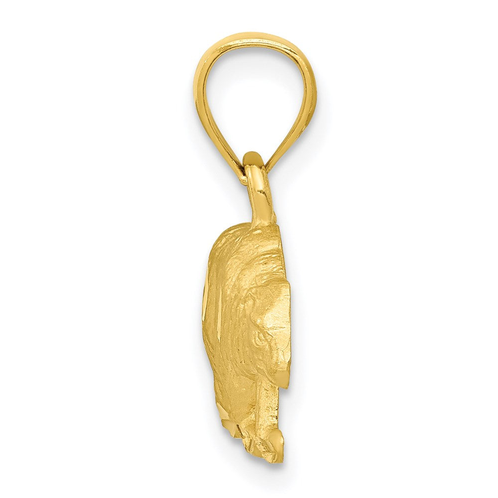 14K Satin Diamond-cut Bear Pendant