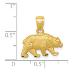 14K Satin Diamond-cut Bear Pendant