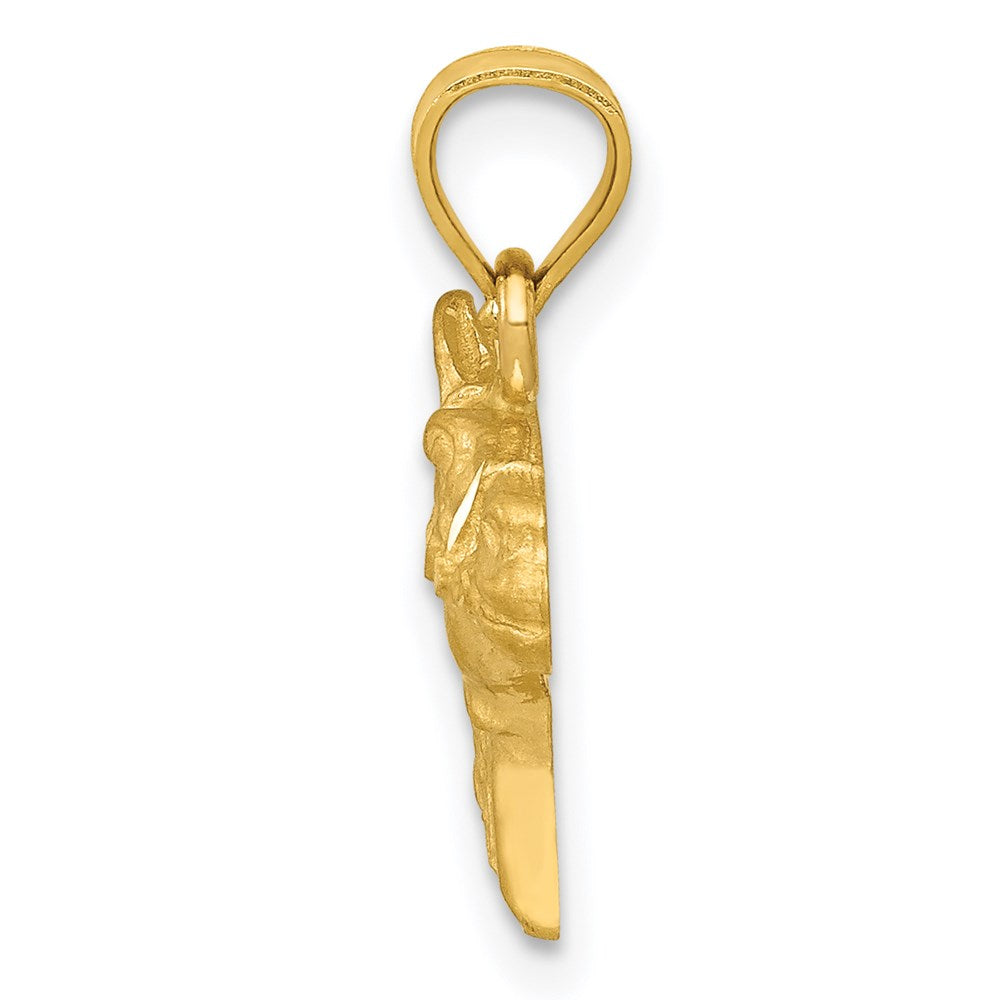 14K Satin Diamond-cut Horse Head Pendant