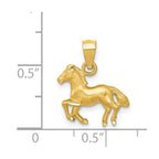 14K Satin Diamond-cut Cantering Horse Pendant