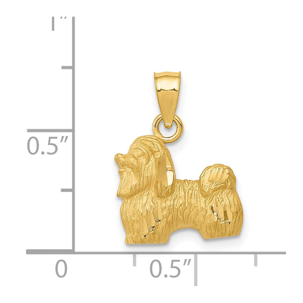 14K Satin Diamond-cut Shih Tzu Dog Pendant
