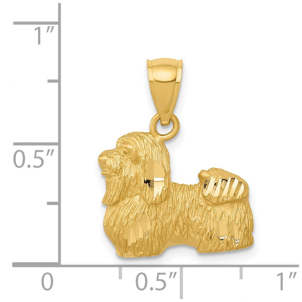 14K Satin Diamond-cut Shih Tzu Dog Pendant