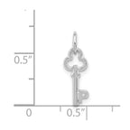 14K White Gold Key Letter P Initial Charm