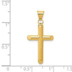 14k 3-D Polished Hollow Cross Pendant