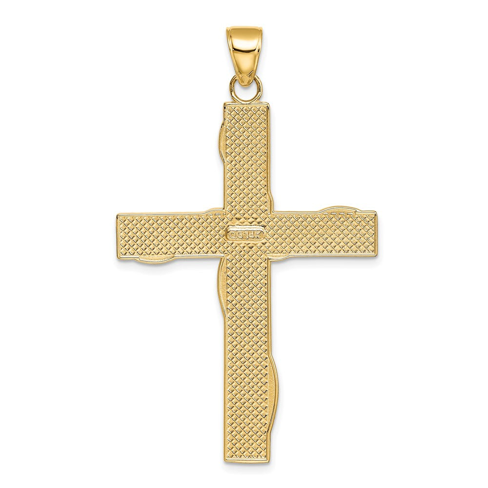 14K and White Rhodium Large HOPE FAITH LOVE BELIEVE Cross Pendant