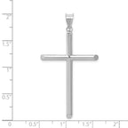14k White Gold Large Polished Hollow Cross Pendant