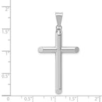 14k White Gold Polished Hollow Cross Pendant